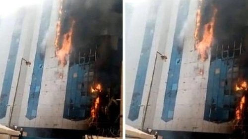 اندلاع حريق هائل في بنك السودان المركزي